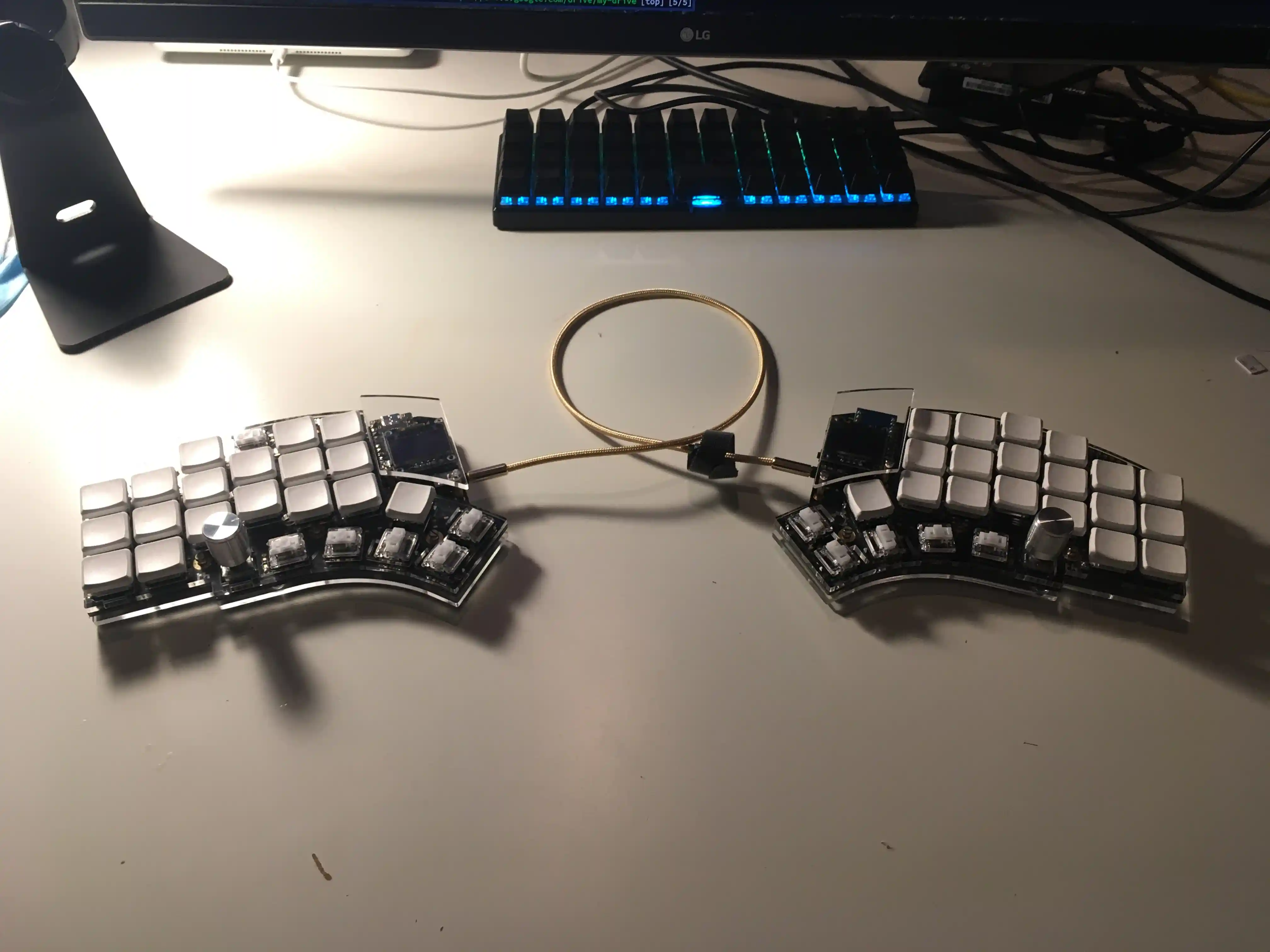 Both completed halves of the keyboard